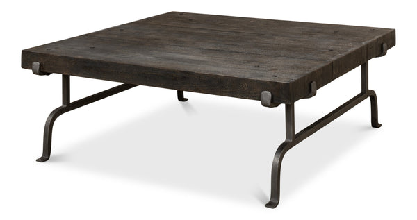 Sarreid Blayne Coffee Table - Stylish Storm Cloud Finish With Solid Mango Wood And Durable Wrought Iron Base Brown  52714