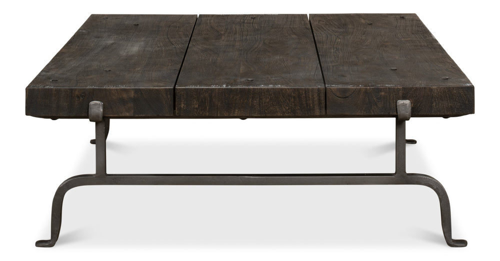 Sarreid Blayne Coffee Table - Stylish Storm Cloud Finish With Solid Mango Wood And Durable Wrought Iron Base Brown  52714