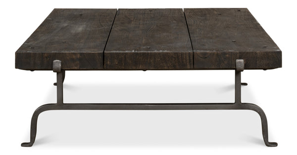 Sarreid Blayne Coffee Table - Stylish Storm Cloud Finish With Solid Mango Wood And Durable Wrought Iron Base Brown  52714