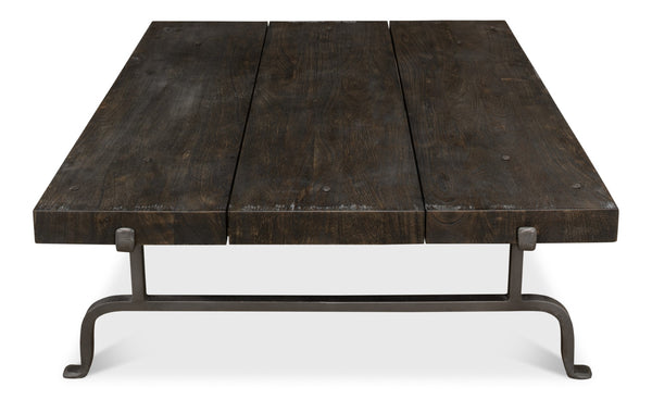 Sarreid Blayne Coffee Table - Stylish Storm Cloud Finish With Solid Mango Wood And Durable Wrought Iron Base Brown  52714