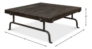 Sarreid Blayne Coffee Table - Stylish Storm Cloud Finish With Solid Mango Wood And Durable Wrought Iron Base Brown  52714