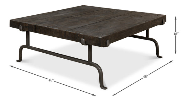 Sarreid Blayne Coffee Table - Stylish Storm Cloud Finish With Solid Mango Wood And Durable Wrought Iron Base Brown  52714