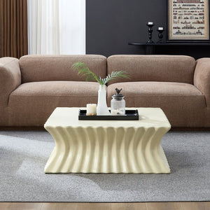 English Elm 35.04 Inch Oval Fiberglass Coffee Table Vintage Distressed Finish for Living Room W876P408731