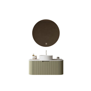 English Elm Dina Floating Bathroom Vanity Sintered Stone Top Glass Basin Striped Plywood Cabinet W2615S00561