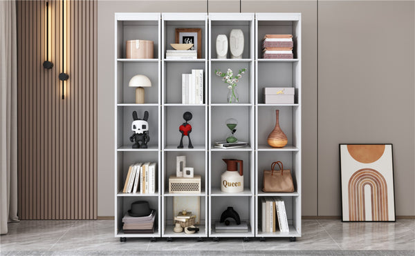 English Elm Queen Murphy Wall Bed with Hydraulic Lift and Push Pull Cabinet Storage Unit White LP000381AAK