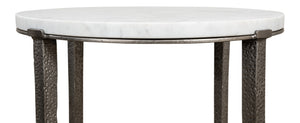 Sarreid Banswara Round Table - Elegant Marble & Iron Design With Antique Nickel Finish For Stylish Decor White  52730