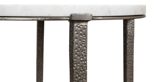 Sarreid Banswara Round Table - Elegant Marble & Iron Design With Antique Nickel Finish For Stylish Decor White  52730