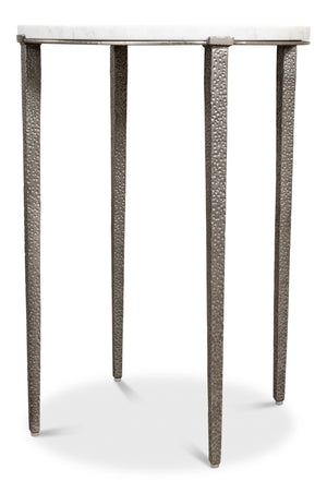 Sarreid Banswara Round Table - Elegant Marble & Iron Design With Antique Nickel Finish For Stylish Decor White  52730