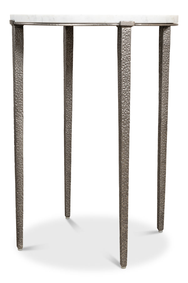 Sarreid Banswara Round Table - Elegant Marble & Iron Design With Antique Nickel Finish For Stylish Decor White  52730