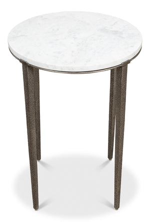 Sarreid Banswara Round Table - Elegant Marble & Iron Design With Antique Nickel Finish For Stylish Decor White  52730