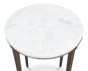 Sarreid Banswara Round Table - Elegant Marble & Iron Design With Antique Nickel Finish For Stylish Decor White  52730