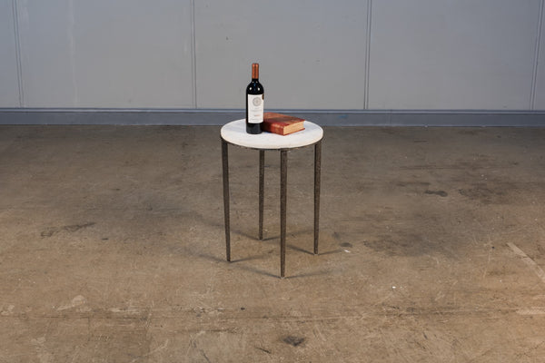 Sarreid Banswara Round Table - Elegant Marble & Iron Design With Antique Nickel Finish For Stylish Decor White  52730