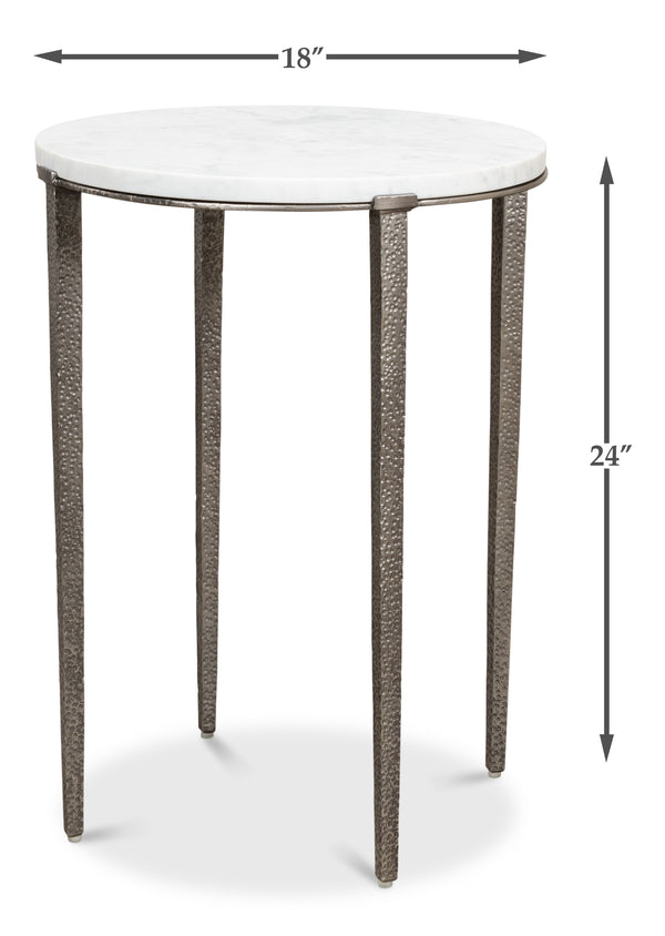 Sarreid Banswara Round Table - Elegant Marble & Iron Design With Antique Nickel Finish For Stylish Decor White  52730