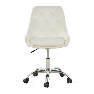 Homeroots Ivory Tufted Velvet Swivel Adjustable Height Office Desk Chair  Velvet Fabric,Metal 527311
