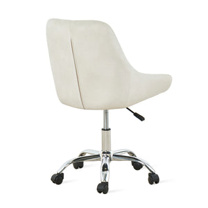 Homeroots Ivory Tufted Velvet Swivel Adjustable Height Office Desk Chair  Velvet Fabric,Metal 527311
