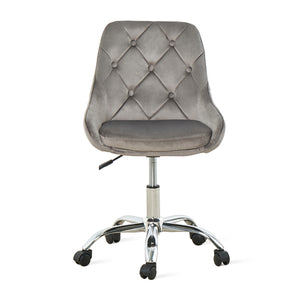 Homeroots Gray Tufted Velvet Swivel Adjustable Height Office Desk Chair  Velvet Fabric,Metal 527312
