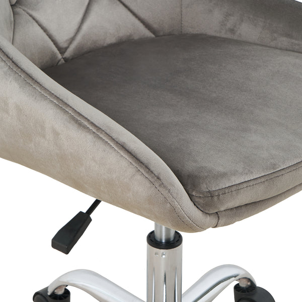 Homeroots Gray Tufted Velvet Swivel Adjustable Height Office Desk Chair  Velvet Fabric,Metal 527312