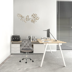 Homeroots Gray Tufted Velvet Swivel Adjustable Height Office Desk Chair  Velvet Fabric,Metal 527312