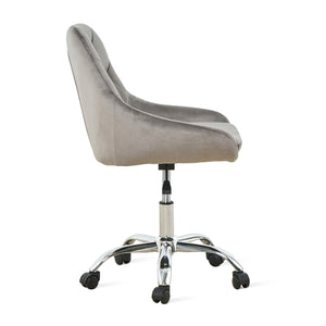 Homeroots Gray Tufted Velvet Swivel Adjustable Height Office Desk Chair  Velvet Fabric,Metal 527312