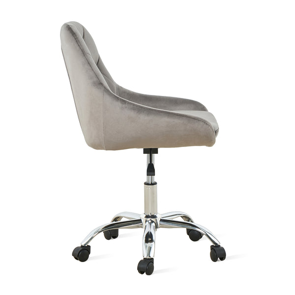 Homeroots Gray Tufted Velvet Swivel Adjustable Height Office Desk Chair  Velvet Fabric,Metal 527312