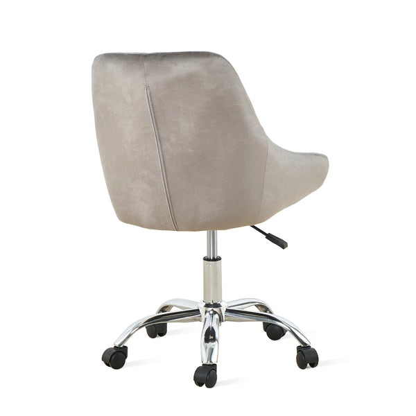Homeroots Gray Tufted Velvet Swivel Adjustable Height Office Desk Chair  Velvet Fabric,Metal 527312
