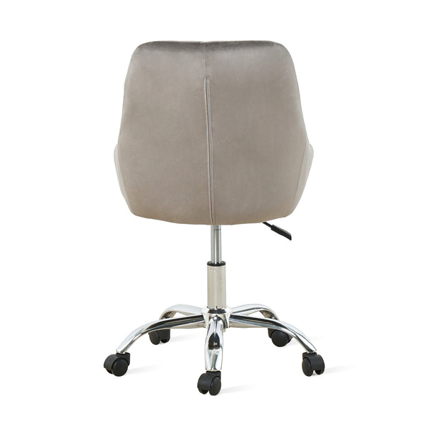 Homeroots Gray Tufted Velvet Swivel Adjustable Height Office Desk Chair  Velvet Fabric,Metal 527312