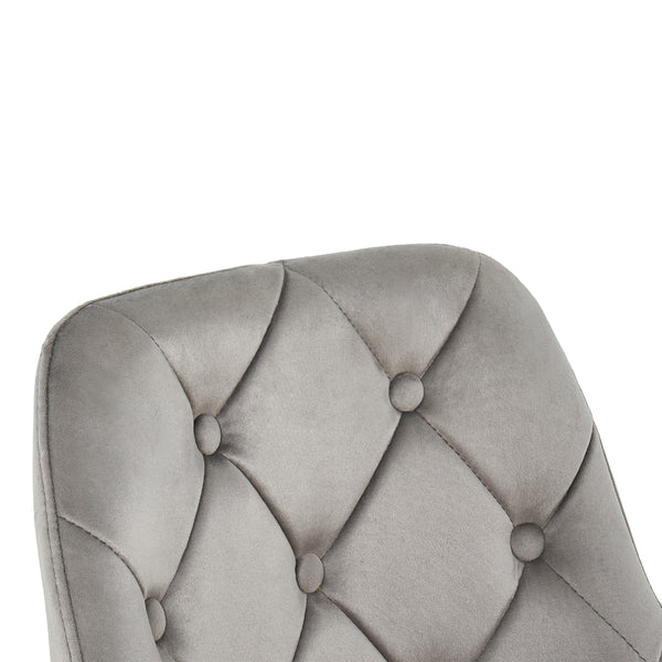 Homeroots Gray Tufted Velvet Swivel Adjustable Height Office Desk Chair  Velvet Fabric,Metal 527312