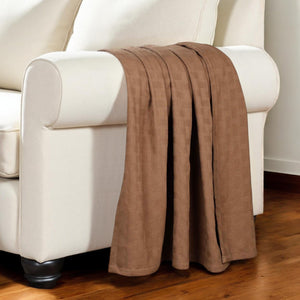 Homeroots California King Taupe Cotton Basketweave Geometric Blanket  Cotton 527319