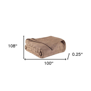 Homeroots California King Taupe Cotton Basketweave Geometric Blanket  Cotton 527319