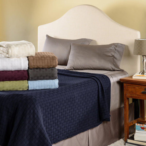 Homeroots California King Taupe Cotton Basketweave Geometric Blanket  Cotton 527319