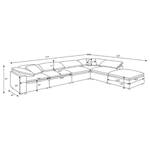 English Elm Segoura Six Piece Boucle Modular Sectional Low Profile Living Room Seating Set B062S01765