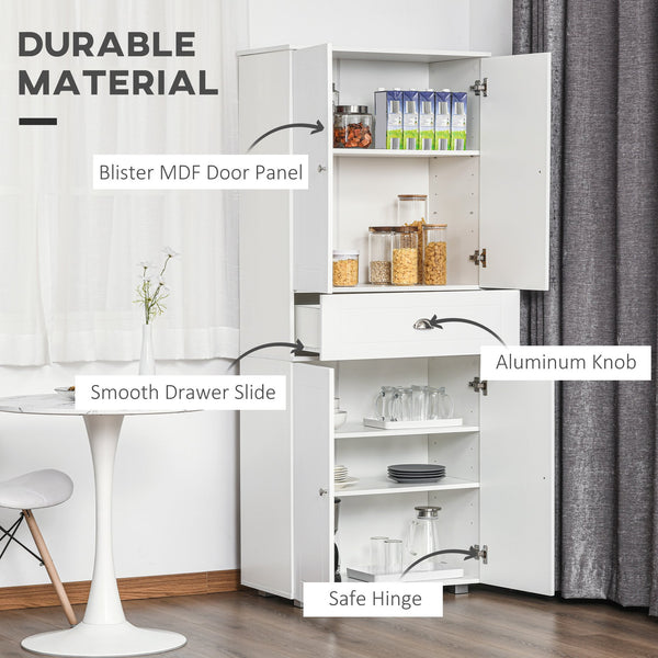 English Elm Homcom 72" Stylish Freestanding Kitchen Pantry Cabinet With Adjustable Shelves & Elegant Design W2225S00063