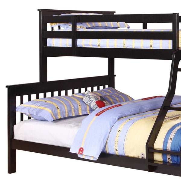 English Elm Severington Modern Black Wood Twin Over Full Bunk Bed – Stylish, Space-Saving Design For Kids' Rooms B062S00836-GIGA