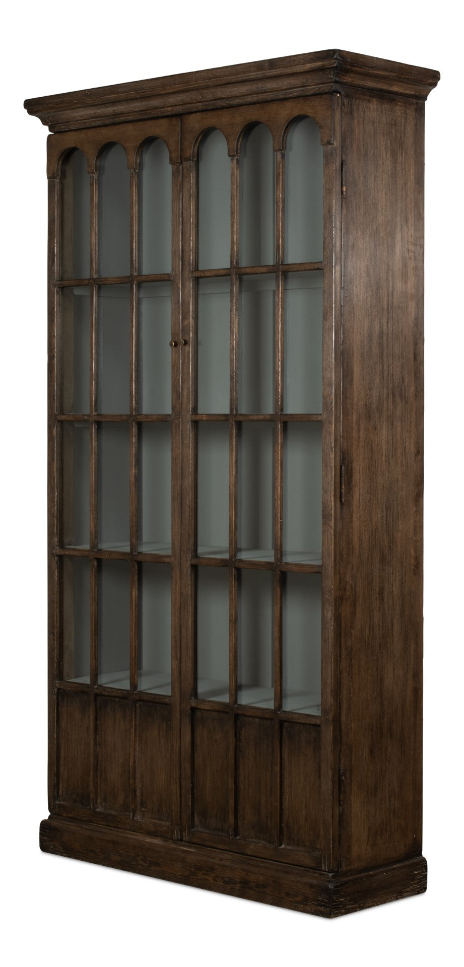 Sarreid Refined Arches Tall Bookcase - Antique Finish With 5 Fixed Shelves In Elegant Pine-toasted Brown Brown  52744