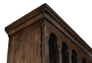 Sarreid Refined Arches Tall Bookcase - Antique Finish With 5 Fixed Shelves In Elegant Pine-toasted Brown Brown  52744