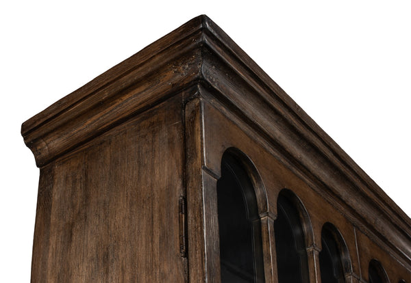 Sarreid Refined Arches Tall Bookcase - Antique Finish With 5 Fixed Shelves In Elegant Pine-toasted Brown Brown  52744