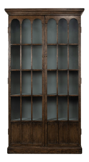 Sarreid Refined Arches Tall Bookcase - Antique Finish With 5 Fixed Shelves In Elegant Pine-toasted Brown Brown  52744