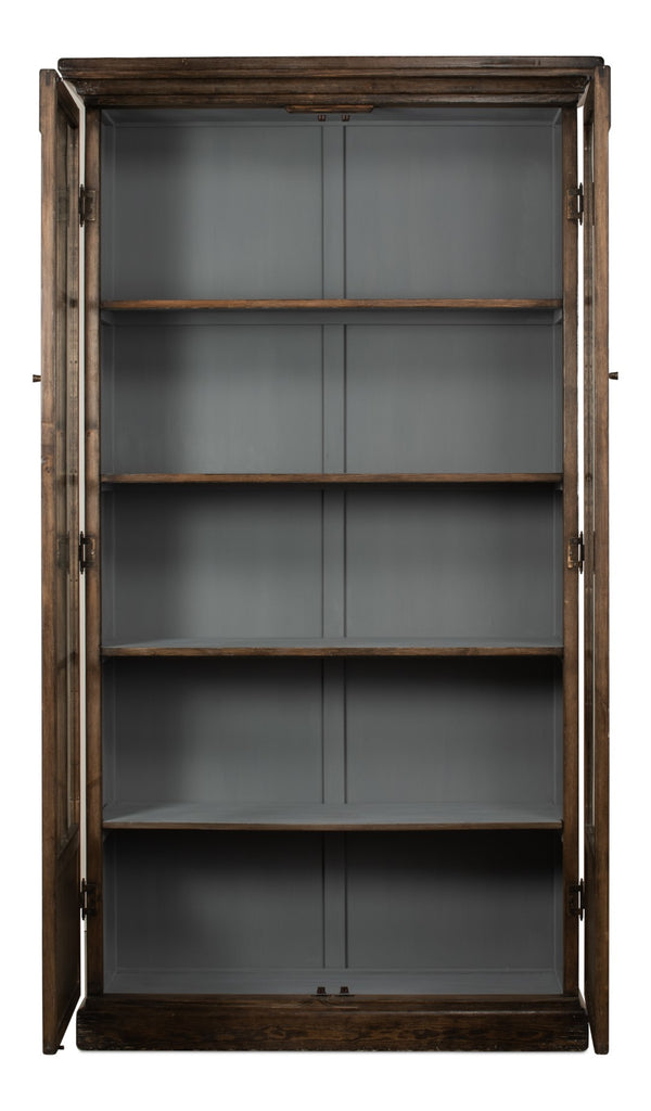 Sarreid Refined Arches Tall Bookcase - Antique Finish With 5 Fixed Shelves In Elegant Pine-toasted Brown Brown  52744