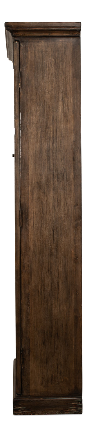 Sarreid Refined Arches Tall Bookcase - Antique Finish With 5 Fixed Shelves In Elegant Pine-toasted Brown Brown  52744