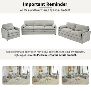 English Elm 101.2" Modular Chenille Sectional Sofa with Tufted Cushions and Deep Seating for Living Room Light Grey N719S001924R