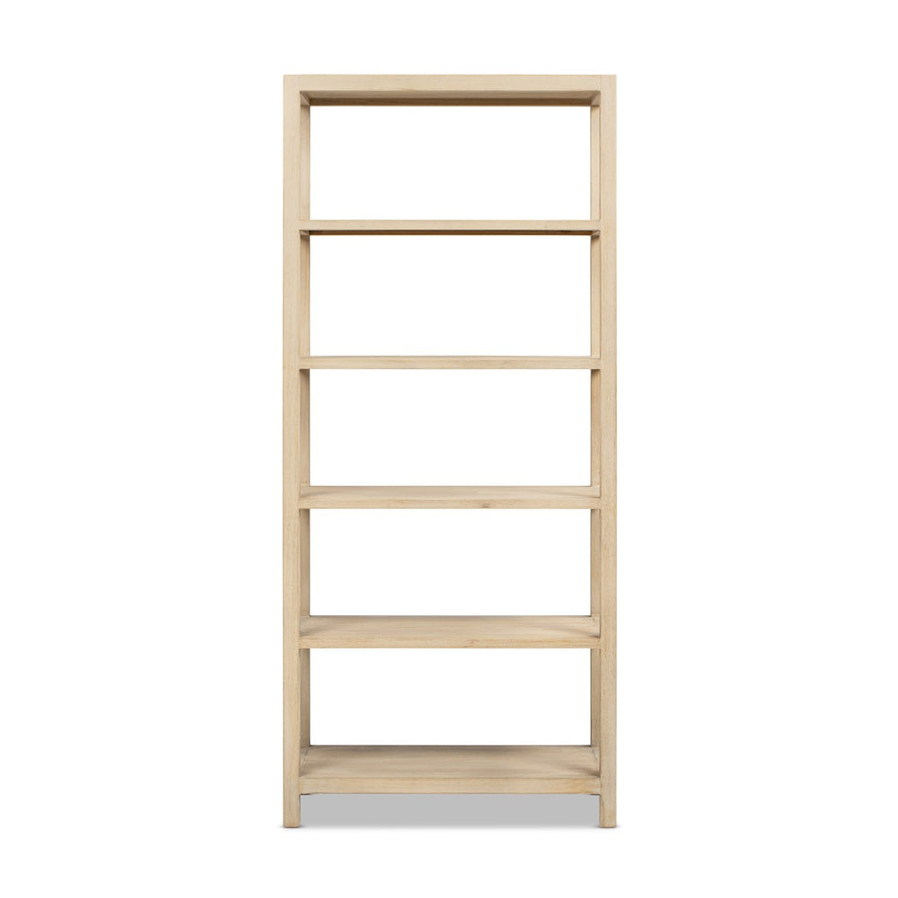 English Elm Ellis Reclaimed Pine Five Shelf Tall Bookcase with Cerused Finish for Living Spaces B2719P485506
