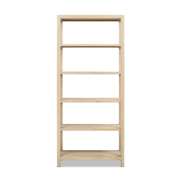 English Elm Ellis Reclaimed Pine Five Shelf Tall Bookcase with Cerused Finish for Living Spaces B2719P485506