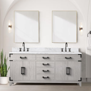 English Elm White Oak Double Bath Vanity - 72" W, Spacious Storage, Soft-Close Design, Natural Finish For Luxury B2731P259904-GIGA