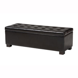 Baxton Studio Baxton Studio Roanoke Dark Brown Storage Ottoman – Modern Design, Cushioned Top & Hidden Storage BBT3101-Dark Brown-OTTO