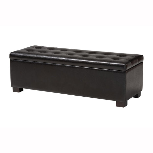 Baxton Studio Baxton Studio Roanoke Dark Brown Storage Ottoman – Modern Design, Cushioned Top & Hidden Storage BBT3101-Dark Brown-OTTO