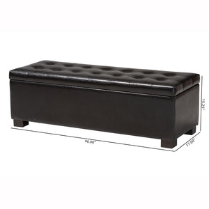 Baxton Studio Baxton Studio Roanoke Dark Brown Storage Ottoman – Modern Design, Cushioned Top & Hidden Storage BBT3101-Dark Brown-OTTO