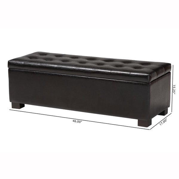 Baxton Studio Baxton Studio Roanoke Dark Brown Storage Ottoman – Modern Design, Cushioned Top & Hidden Storage BBT3101-Dark Brown-OTTO