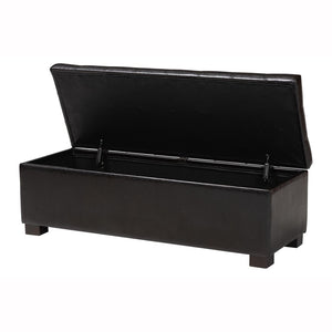 Baxton Studio Baxton Studio Roanoke Dark Brown Storage Ottoman – Modern Design, Cushioned Top & Hidden Storage BBT3101-Dark Brown-OTTO