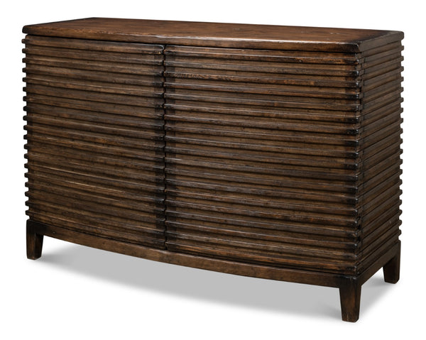 Sarreid Ribbed Remington Small Sideboard - Rustic Reclaimed Pine With Removable Shelf For Elegant Storage Tan  52750