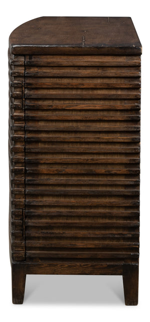 Sarreid Ribbed Remington Small Sideboard - Rustic Reclaimed Pine With Removable Shelf For Elegant Storage Tan  52750